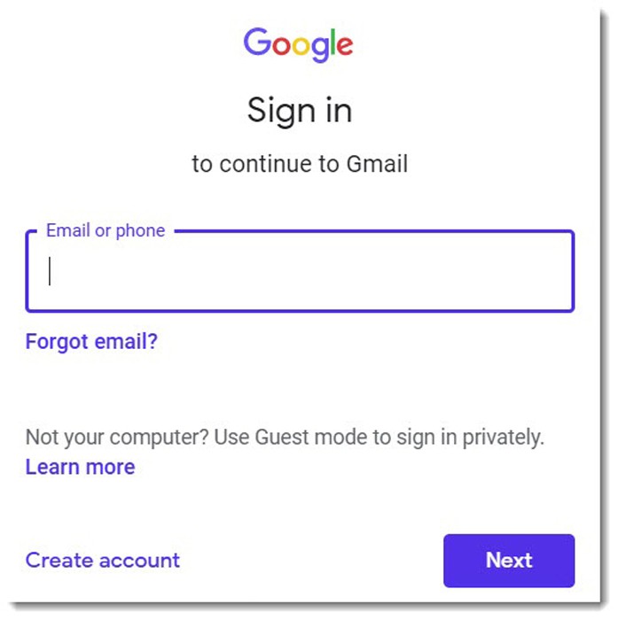 Đăng nhập Gmail trên máy tính