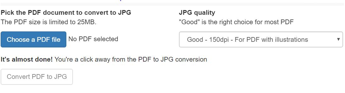 Chọn Choose a PDF file để chọn file PDF cần chuyển