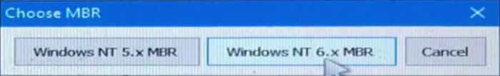 Khi nhấn Install, bạn tiếp tục chọn Windows NT 6. x MBR, khi chọn xong bạn Close đi