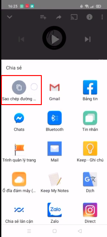 Bấm Sao chép đường link