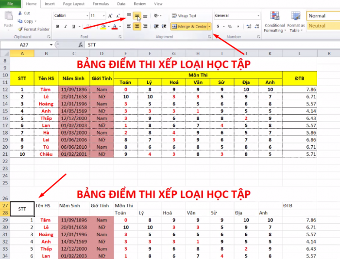 (Nhớ là không được tô hết các danh sách mà phải tô từng ô danh sách nhé)